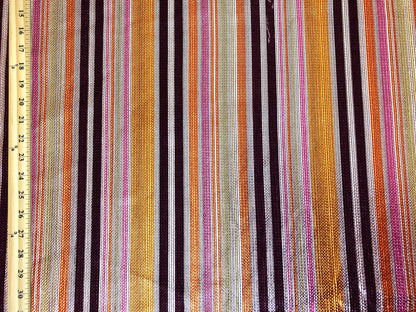 Bullet Knit Fabric – Metallic Sunset Stripes (Orange/Pink/Gold/Brown) – 4-Way Stretch, 54" Wide, 220 GSM, Sold by the Yard (BPR277)