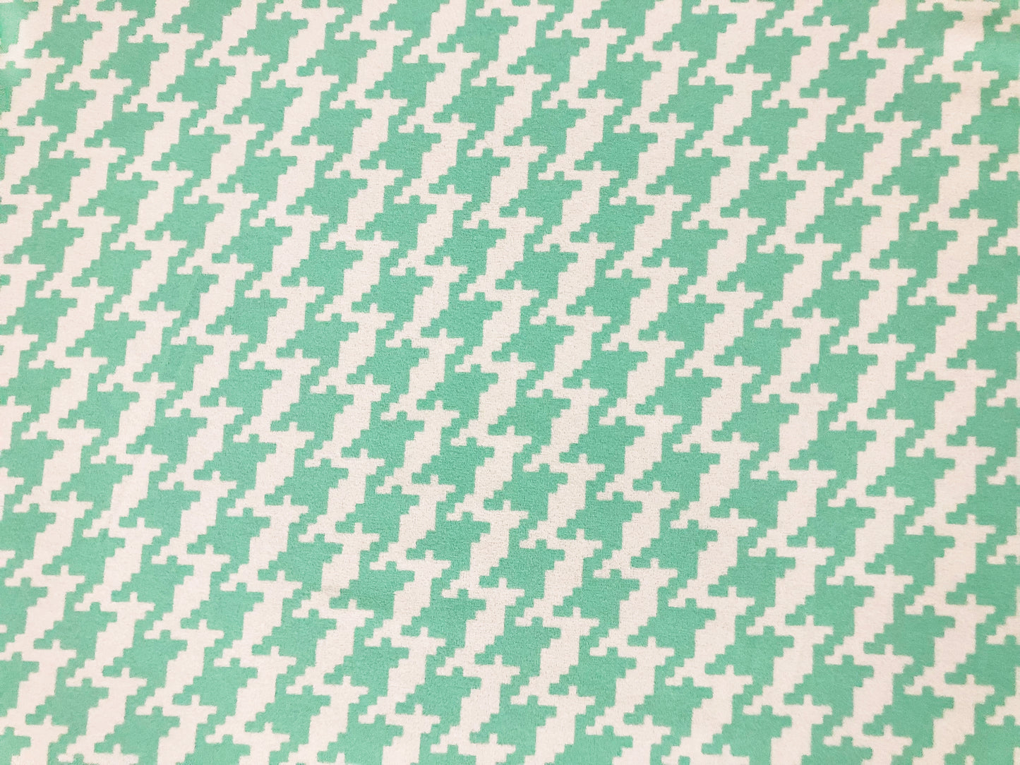 Techno Crepe Printed Fabric-Mint White Houndstooth-TCRP079-Sold by the Yard