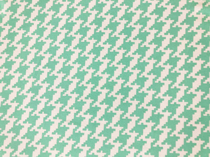 Techno Crepe Printed Fabric-Mint White Houndstooth-TCRP079-Sold by the Yard