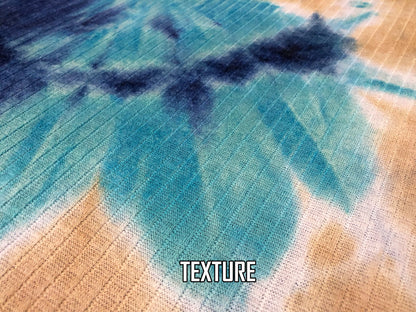 Rib Knit Fabric – Navy/Aqua Ocean Mist Cloud Tie Dye, 4 Way Stretch, 58” Wide – By the Yard (PRRTD07)
