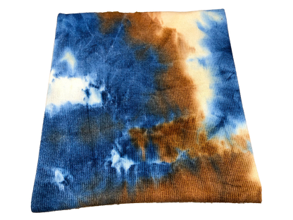 Hacci Mini Rib Knit Fabric – Navy/Mocha Watercolor Cloud Tie Dye – Buttery Soft 4-Way Stretch, 58” Wide – By the Yard (HMRPR02)