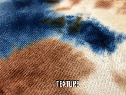 Hacci Mini Rib Knit Fabric – Navy/Mocha Watercolor Cloud Tie Dye – Buttery Soft 4-Way Stretch, 58” Wide – By the Yard (HMRPR02)