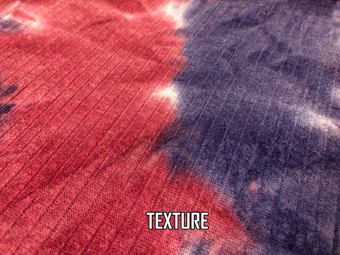 Rib Knit Fabric – Navy/Red Midnight Ember Cloud Tie Dye, 4 Way Stretch, 58” Wide – By the Yard (PRRTD08)