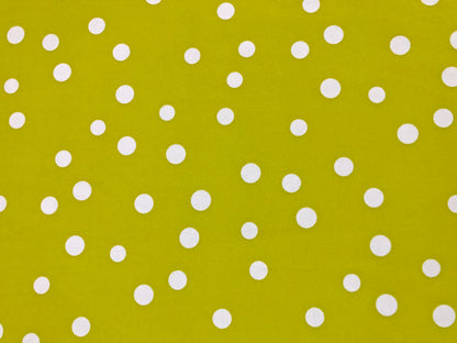 Techno Crepe Printed Fabric| Olive White 3/4" Polka Dots |TCRP0108 |Sold by the Yard