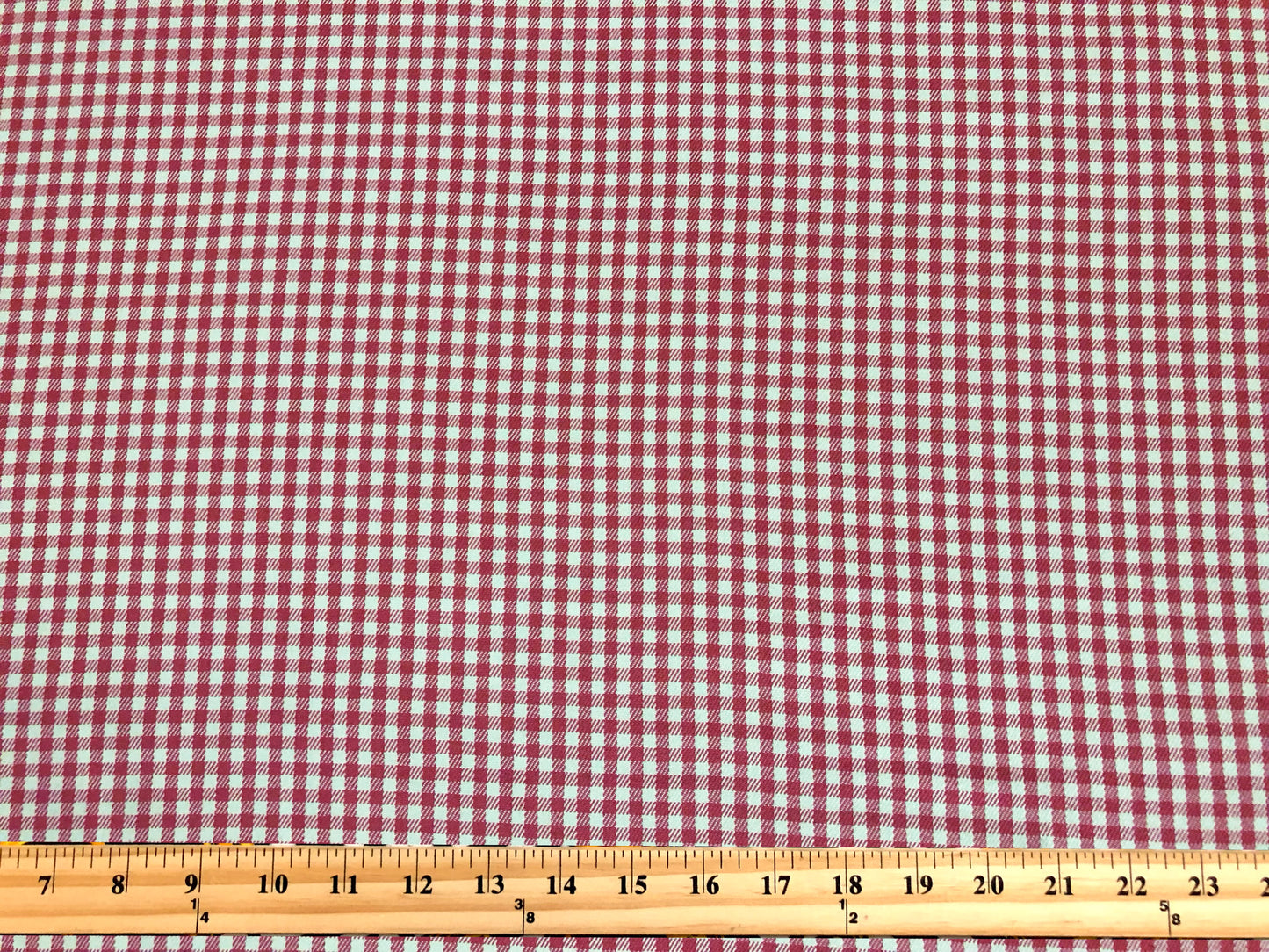 Buttery Rayon Gabardine – Cranberry Red Gingham Windowpane – Smooth Twill, No Stretch, 180 GSM, 58" Wide – By the Yard (GBRPR01)