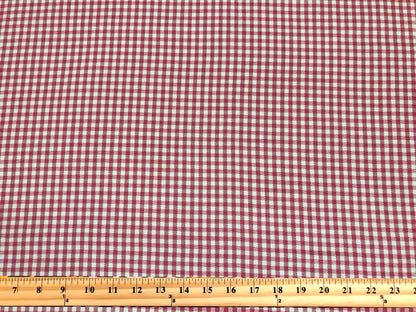 Buttery Rayon Gabardine – Cranberry Red Gingham Windowpane – Smooth Twill, No Stretch, 180 GSM, 58" Wide – By the Yard (GBRPR01)
