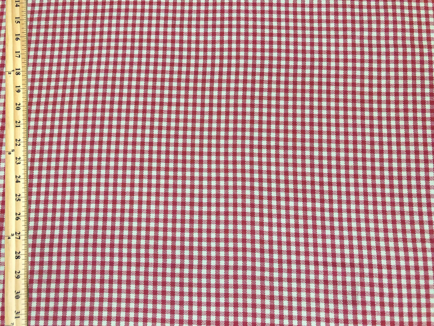 Buttery Rayon Gabardine – Cranberry Red Gingham Windowpane – Smooth Twill, No Stretch, 180 GSM, 58" Wide – By the Yard (GBRPR01)