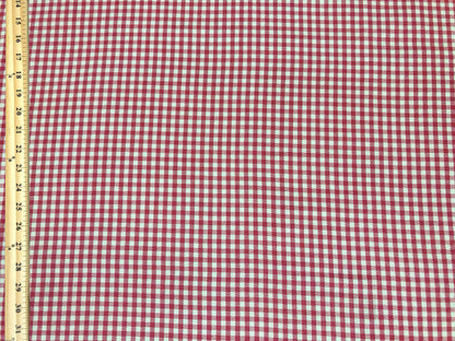 Buttery Rayon Gabardine – Cranberry Red Gingham Windowpane – Smooth Twill, No Stretch, 180 GSM, 58" Wide – By the Yard (GBRPR01)