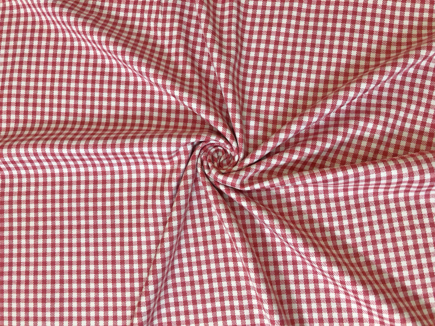 Buttery Rayon Gabardine – Cranberry Red Gingham Windowpane – Smooth Twill, No Stretch, 180 GSM, 58" Wide – By the Yard (GBRPR01)