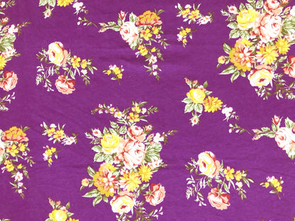 Premium Poly Rayon Spandex — Purple Bouquet Toss Floral — 2-Way Stretch, 190 GSM, 58" Wide — By the Yard (PRSXPR016)