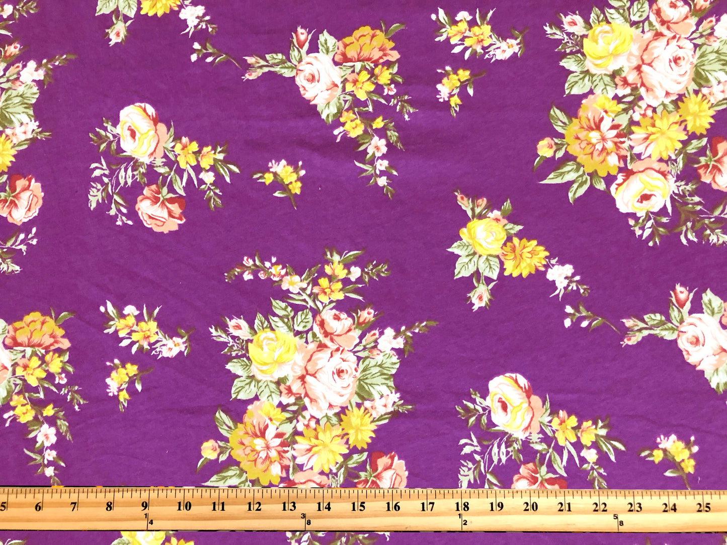 Premium Poly Rayon Spandex — Purple Bouquet Toss Floral — 2-Way Stretch, 190 GSM, 58" Wide — By the Yard (PRSXPR016)