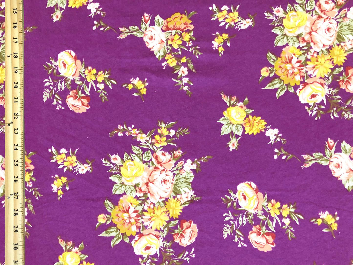 Premium Poly Rayon Spandex — Purple Bouquet Toss Floral — 2-Way Stretch, 190 GSM, 58" Wide — By the Yard (PRSXPR016)