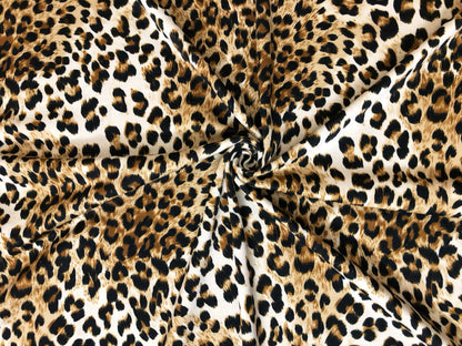 Premium Ponte Fabric — Classic Leopard Swirl — Animal Print — 230 GSM, 2-Way Stretch, 58" Wide — By the Yard (PRMPR02)