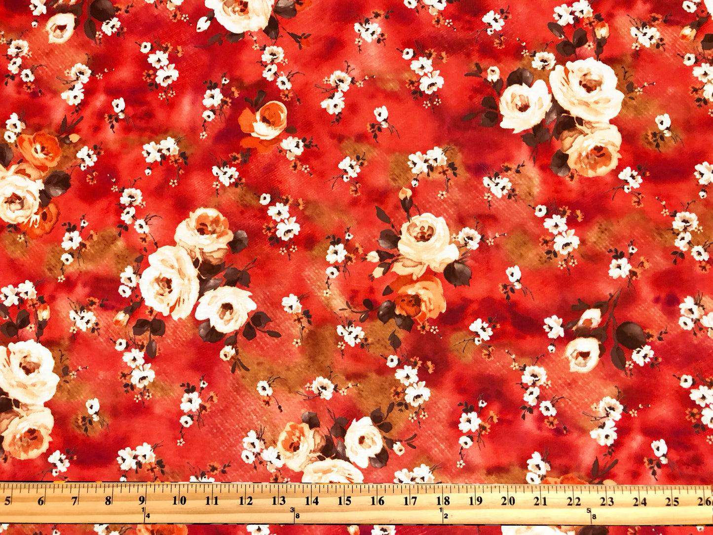 Premium Ponte Fabric — Fiery Red/Orange Rose Toss — 230 GSM Poly/Rayon/Spandex, 58" Wide — By the Yard (PRMPR01)