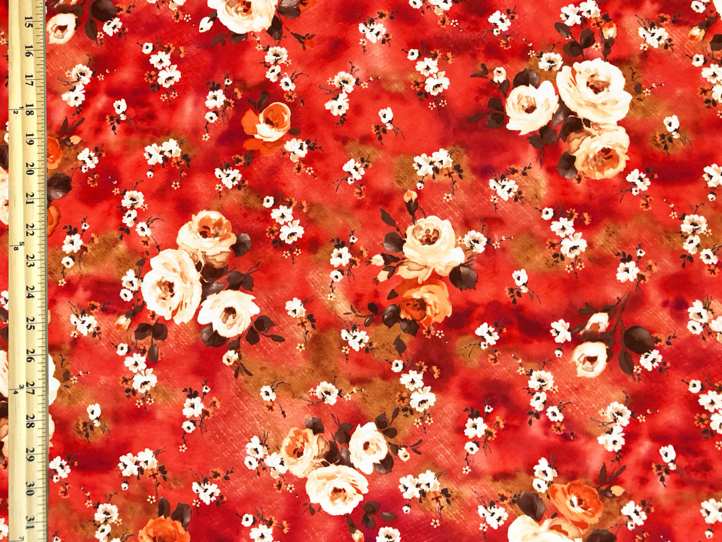 Premium Ponte Fabric — Fiery Red/Orange Rose Toss — 230 GSM Poly/Rayon/Spandex, 58" Wide — By the Yard (PRMPR01)