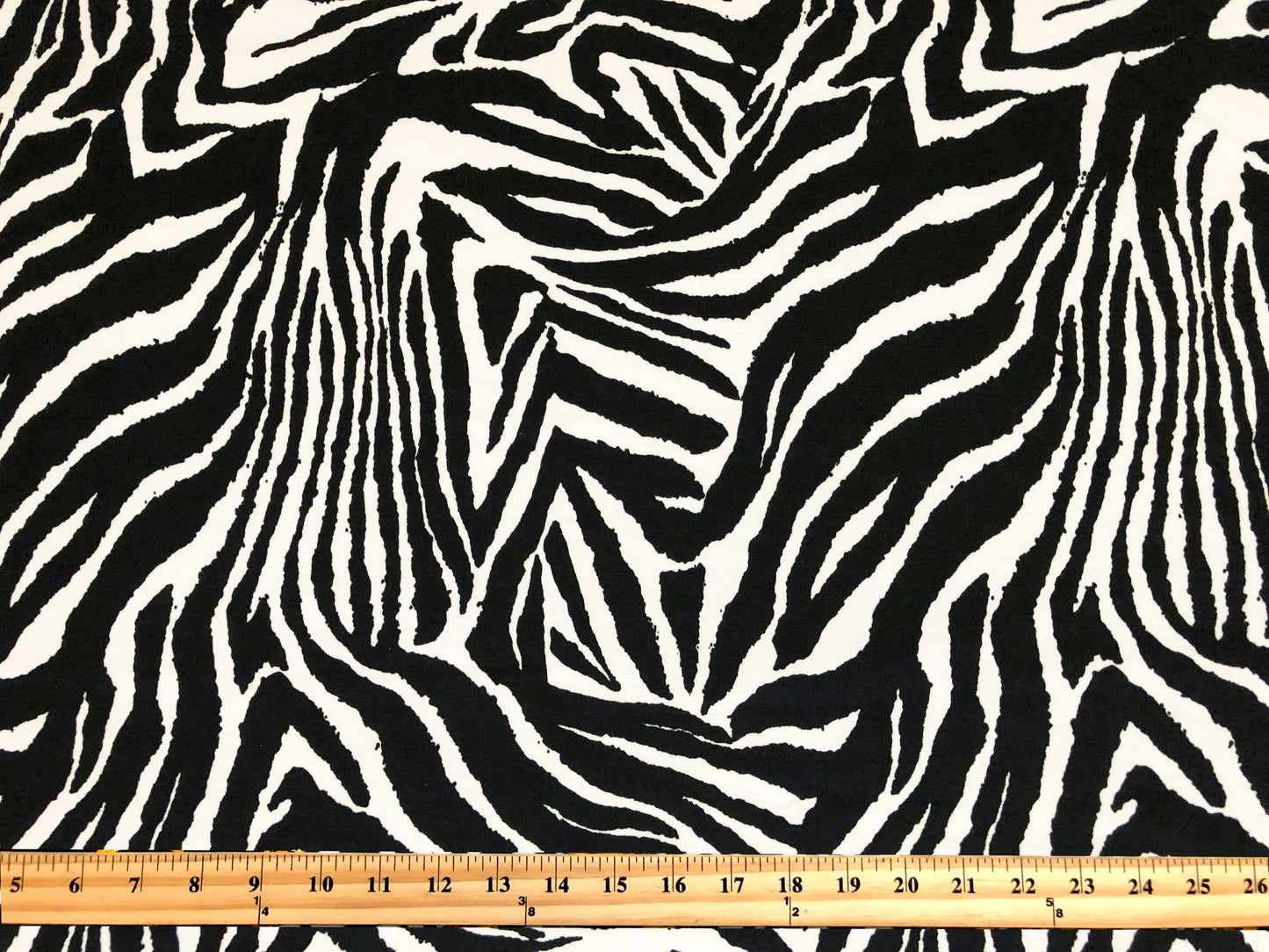 Premium Ponte Fabric — Bold Zebra Wave — Animal Print — 230 GSM, 2-Way Stretch, 58" Wide — By the Yard (PRMPR03)