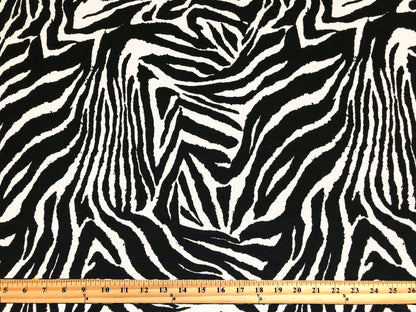 Premium Ponte Fabric — Bold Zebra Wave — Animal Print — 230 GSM, 2-Way Stretch, 58" Wide — By the Yard (PRMPR03)
