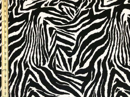 Premium Ponte Fabric — Bold Zebra Wave — Animal Print — 230 GSM, 2-Way Stretch, 58" Wide — By the Yard (PRMPR03)