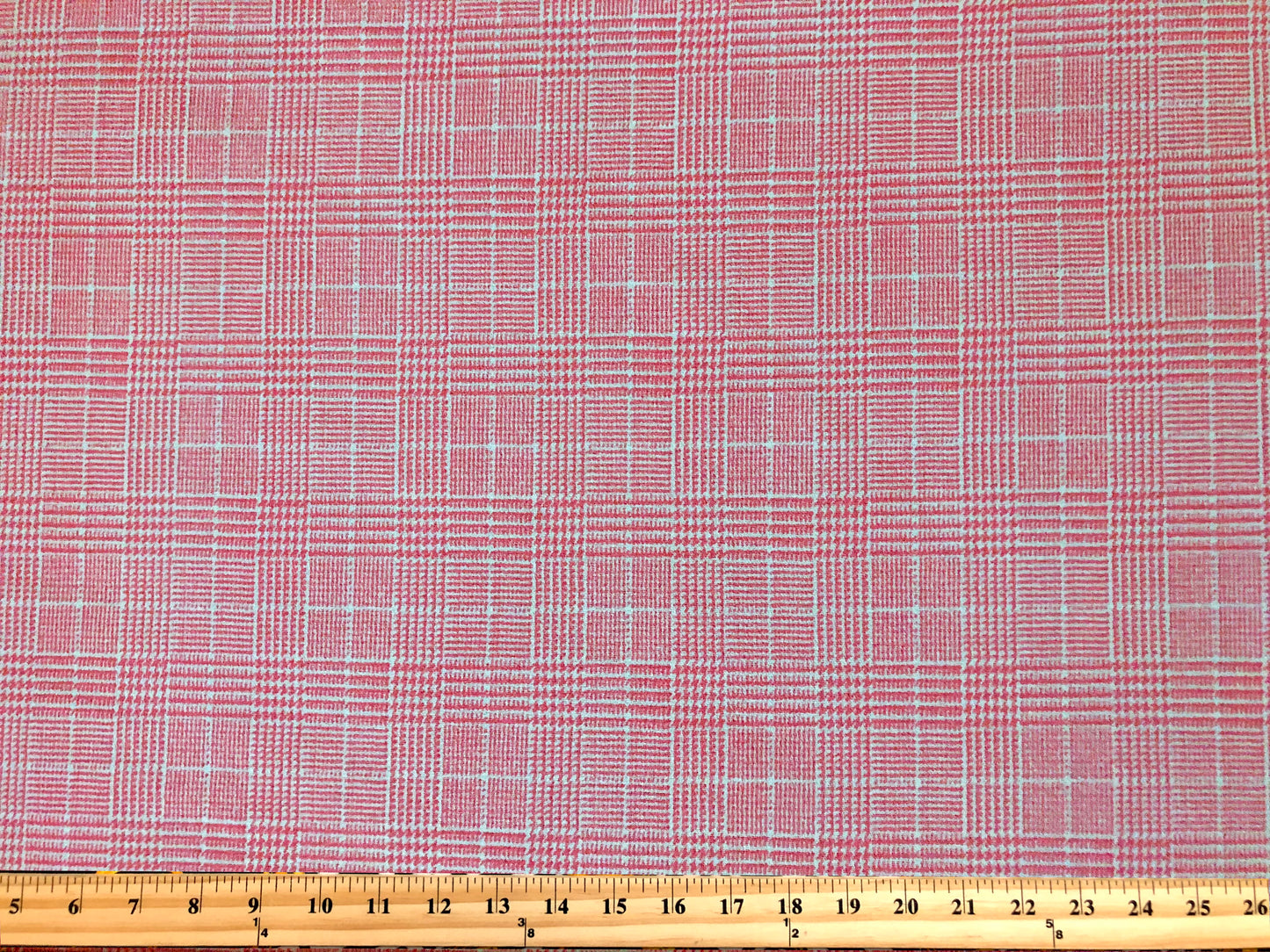 Techno Crepe Printed Fabric-Pink White Houndstooth-TCRP077-Sold by the Yard