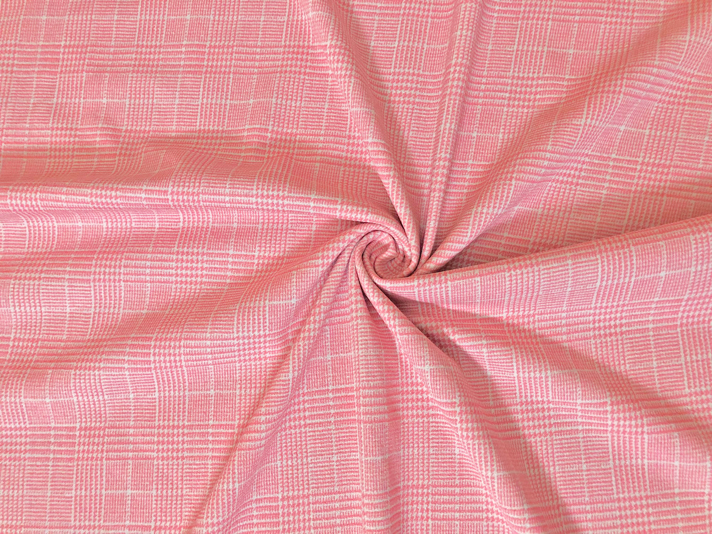 Techno Crepe Printed Fabric-Pink White Houndstooth-TCRP077-Sold by the Yard