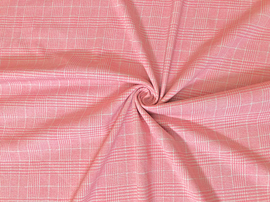 Techno Crepe Printed Fabric-Pink White Houndstooth-TCRP077-Sold by the Yard