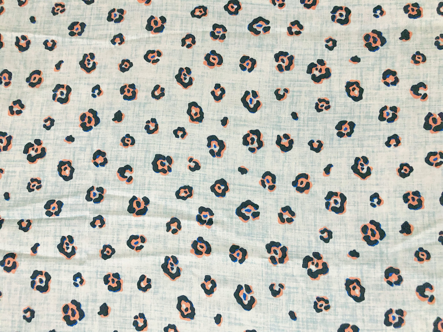 Rayon Challis Fabric — Coastal Mini Leopard in Icy Blue, Navy & Coral — 100% Rayon, 58" Wide, No Stretch — By the Yard (RCHPR027)