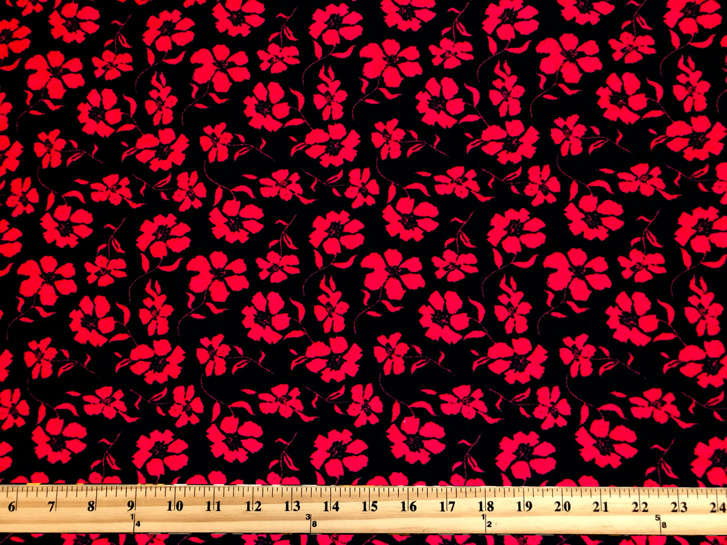 Liverpool Knit Fabric – Black/Red Poppy Floral – 4 Way Stretch, 58” Wide, 200 GSM, By the Yard (LVPR365)