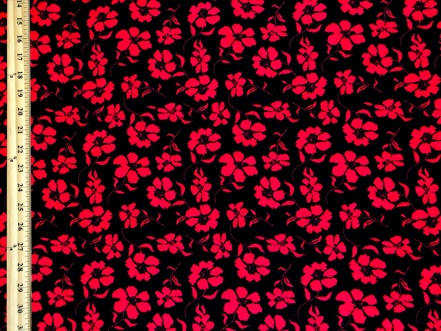 Liverpool Knit Fabric – Black/Red Poppy Floral – 4 Way Stretch, 58” Wide, 200 GSM, By the Yard (LVPR365)
