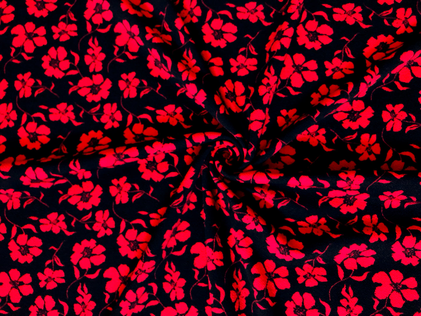Liverpool Knit Fabric – Black/Red Poppy Floral – 4 Way Stretch, 58” Wide, 200 GSM, By the Yard (LVPR365)