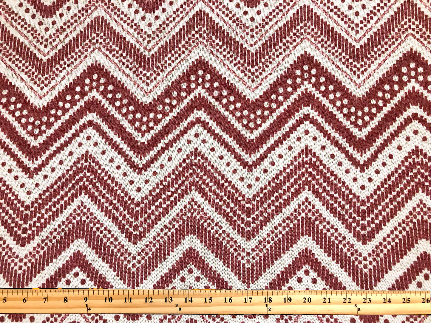 Premium Hacci Fabric – Rustic Dot Chevron, 4 Way Stretch, 58” Wide – By the Yard (HSPR029)