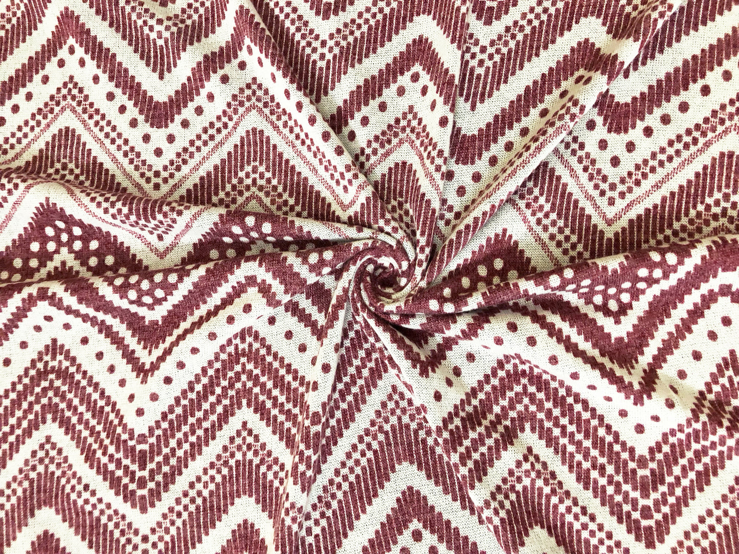 Premium Hacci Fabric – Rustic Dot Chevron, 4 Way Stretch, 58” Wide – By the Yard (HSPR029)