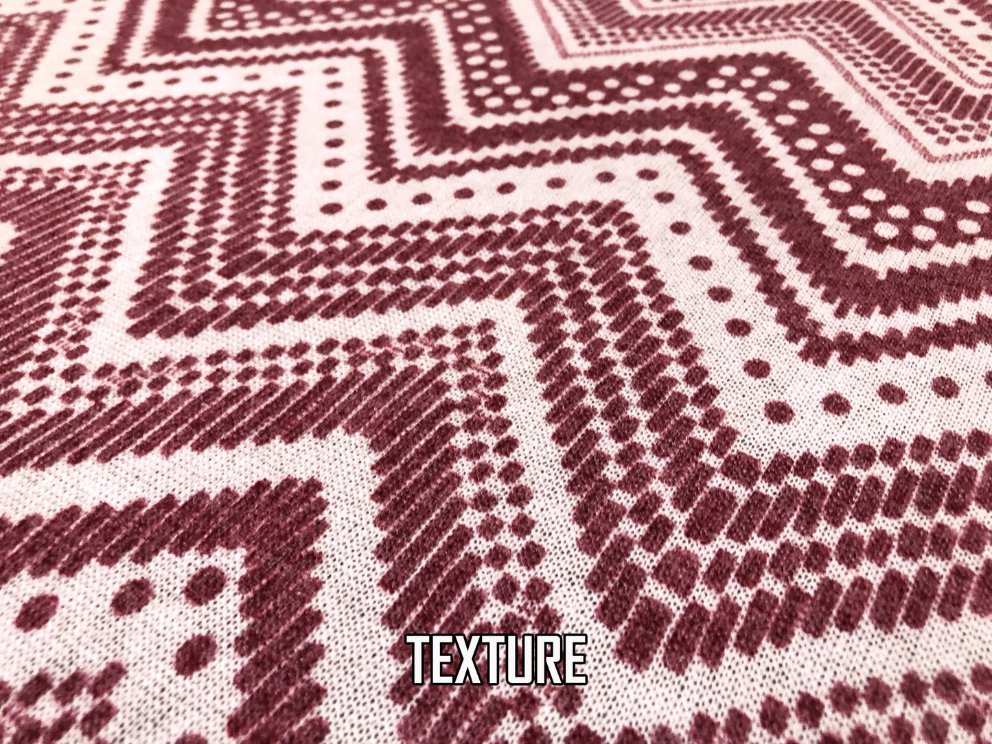 Premium Hacci Fabric – Rustic Dot Chevron, 4 Way Stretch, 58” Wide – By the Yard (HSPR029)