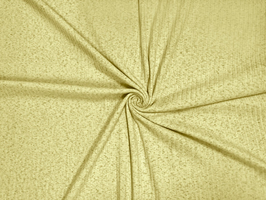 Dalmatian Rib Knit Fabric – Yellow & Charcoal Speckle, 2-Way Stretch Sweater Knit, 240 GSM, 58" Wide – By the Yard (DRBK03)