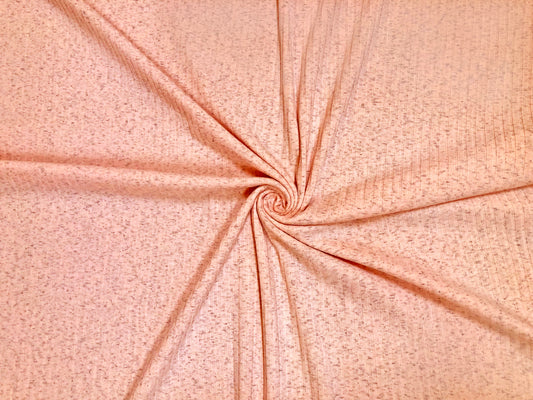 Dalmatian Rib Knit Fabric – Coral & Charcoal Speckle, 2-Way Stretch Sweater Knit, 240 GSM, 58" Wide – By the Yard (DRBK04)