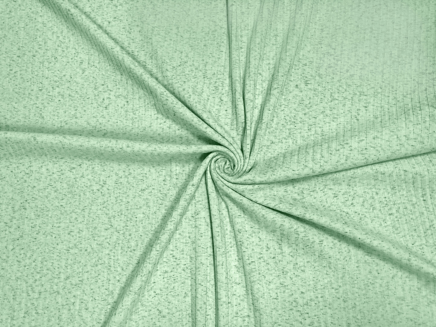 Dalmatian Rib Knit Fabric – Mint & Charcoal Speckle, 2-Way Stretch Sweater Knit, 240 GSM, 58" Wide – By the Yard (DRBK02)