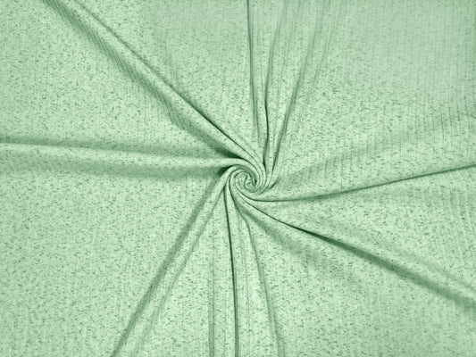 Dalmatian Rib Knit Fabric – Mint & Charcoal Speckle, 2-Way Stretch Sweater Knit, 240 GSM, 58" Wide – By the Yard (DRBK02)