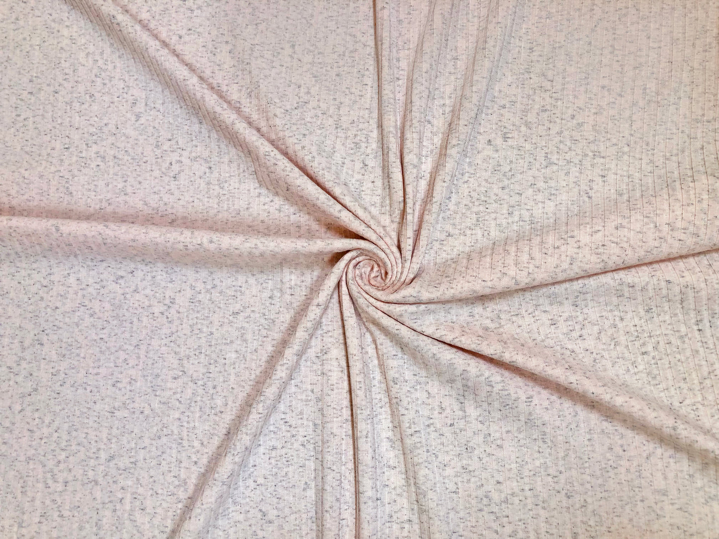 Dalmatian Rib Knit Fabric – Baby Pink & Charcoal Speckle, 2-Way Stretch Sweater Knit, 240 GSM, 58" Wide – By the Yard (DRBK01)