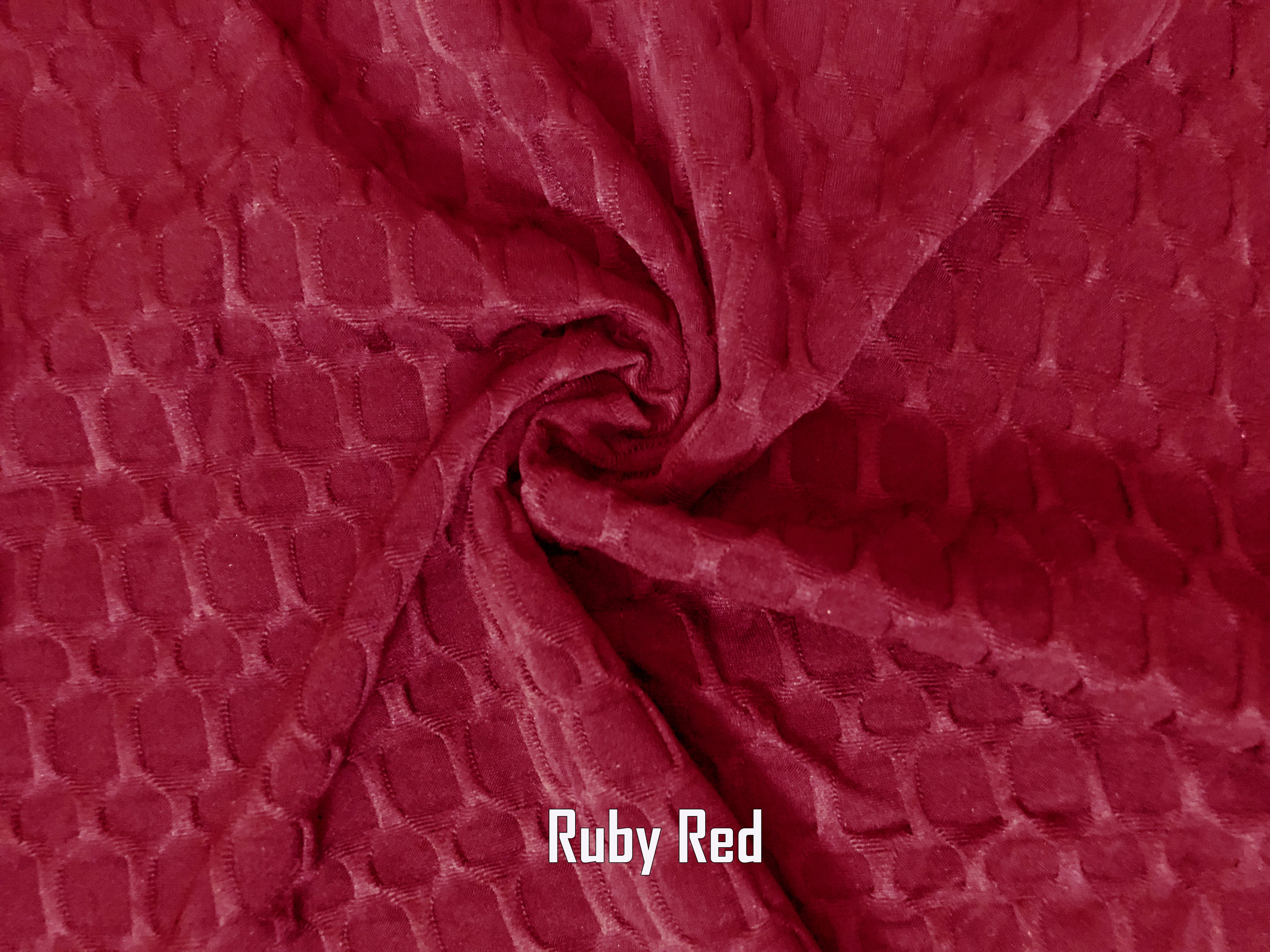 Poly Spandex Honeycomb Textured Fabric-Ruby Red Solid Color-HCS007-Sol ...