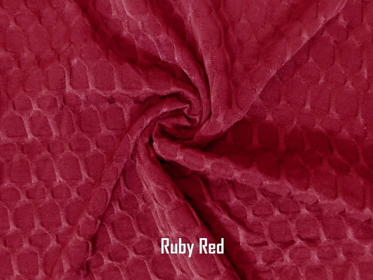 Poly Spandex Honeycomb Textured Fabric-Ruby Red Solid Color-HCS007-Sold by the Bulk