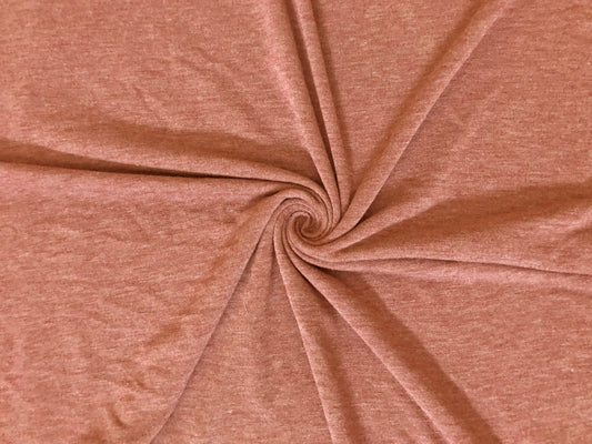Premium French Terry Knit Fabric — Heathered Salmon Solid — Soft Loopback, 2-Way Stretch, 58" Wide, 210 GSM — Sold by the Yard (210FTSC09)