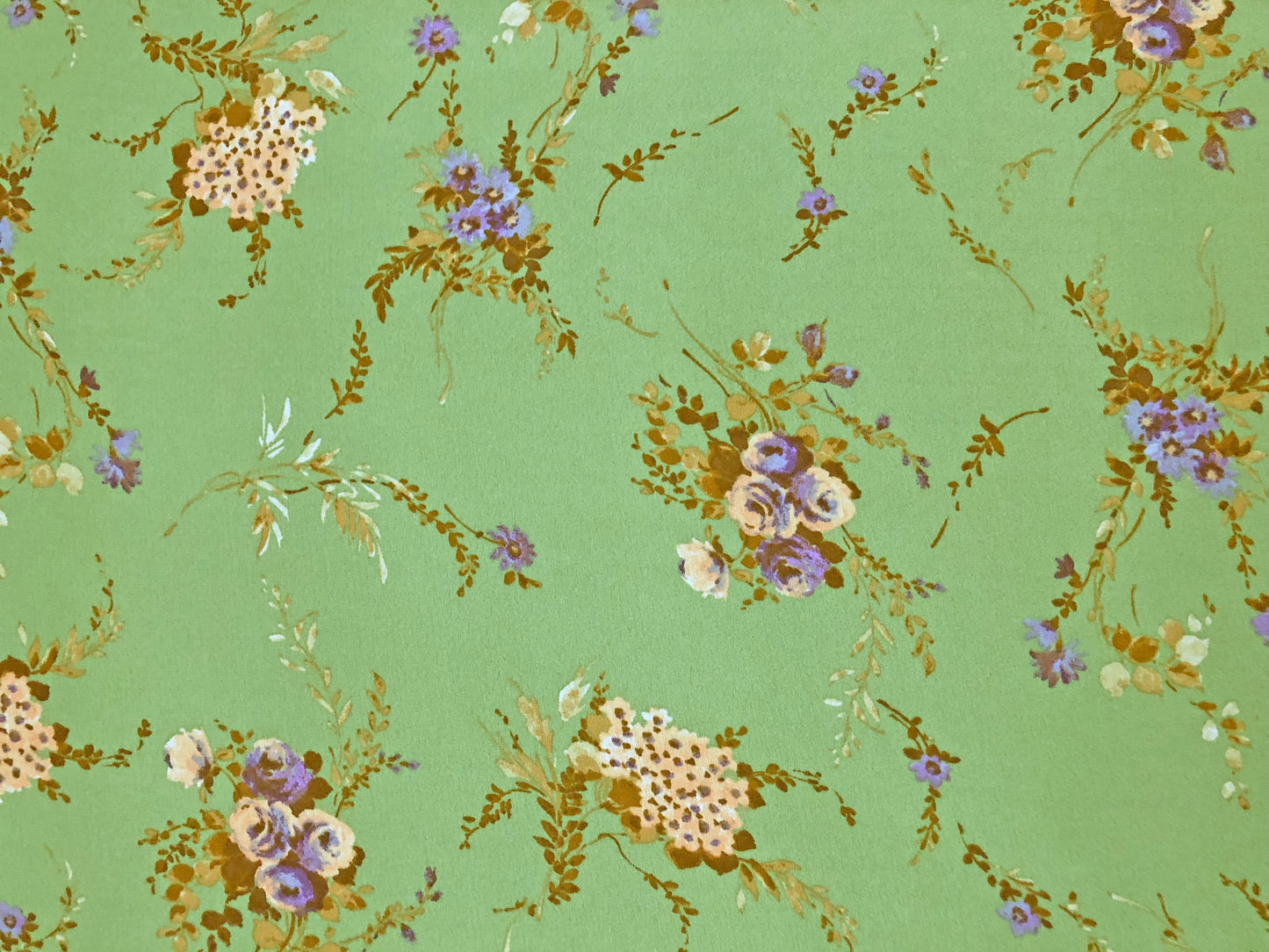 Wool Dobby Printed Fabric-Sage Pink Flowers-WDBPR005-Sold by the Yard