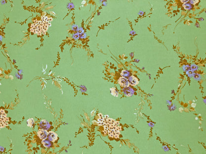 Wool Dobby Printed Fabric-Sage Pink Flowers-WDBPR005-Sold by the Yard