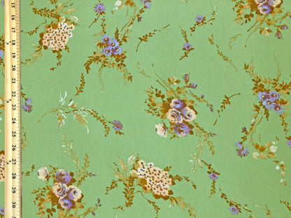 Wool Dobby Printed Fabric-Sage Pink Flowers-WDBPR005-Sold by the Yard