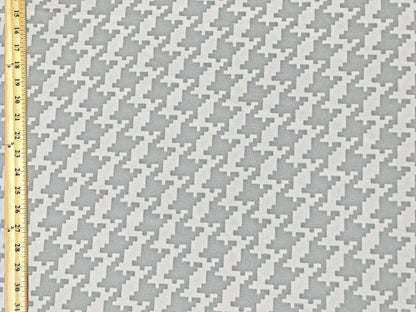 Techno Crepe Printed Fabric-Silver White Houndstooth-TCRP078-Sold by the Yard