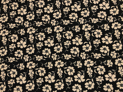 Liverpool Knit Fabric – Black/Taupe Poppy Floral – 4 Way Stretch, 58” Wide, 200 GSM, By the Yard (LVPR366)