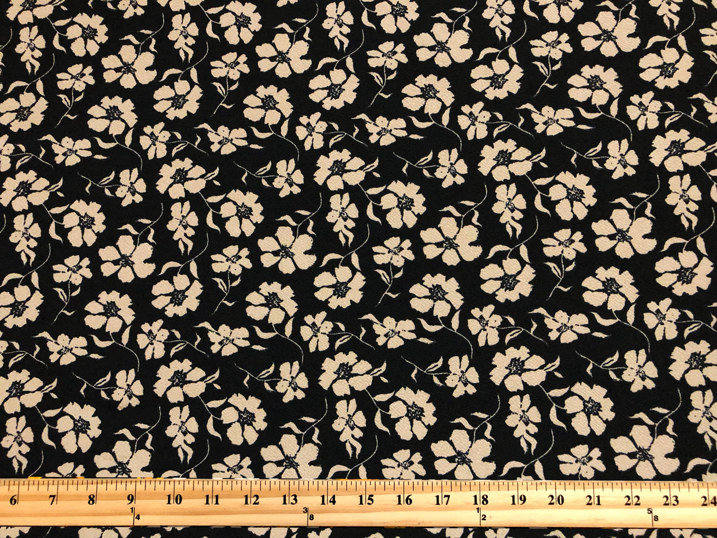 Liverpool Knit Fabric – Black/Taupe Poppy Floral – 4 Way Stretch, 58” Wide, 200 GSM, By the Yard (LVPR366)