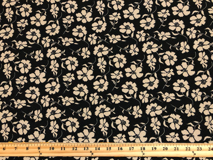 Liverpool Knit Fabric – Black/Taupe Poppy Floral – 4 Way Stretch, 58” Wide, 200 GSM, By the Yard (LVPR366)