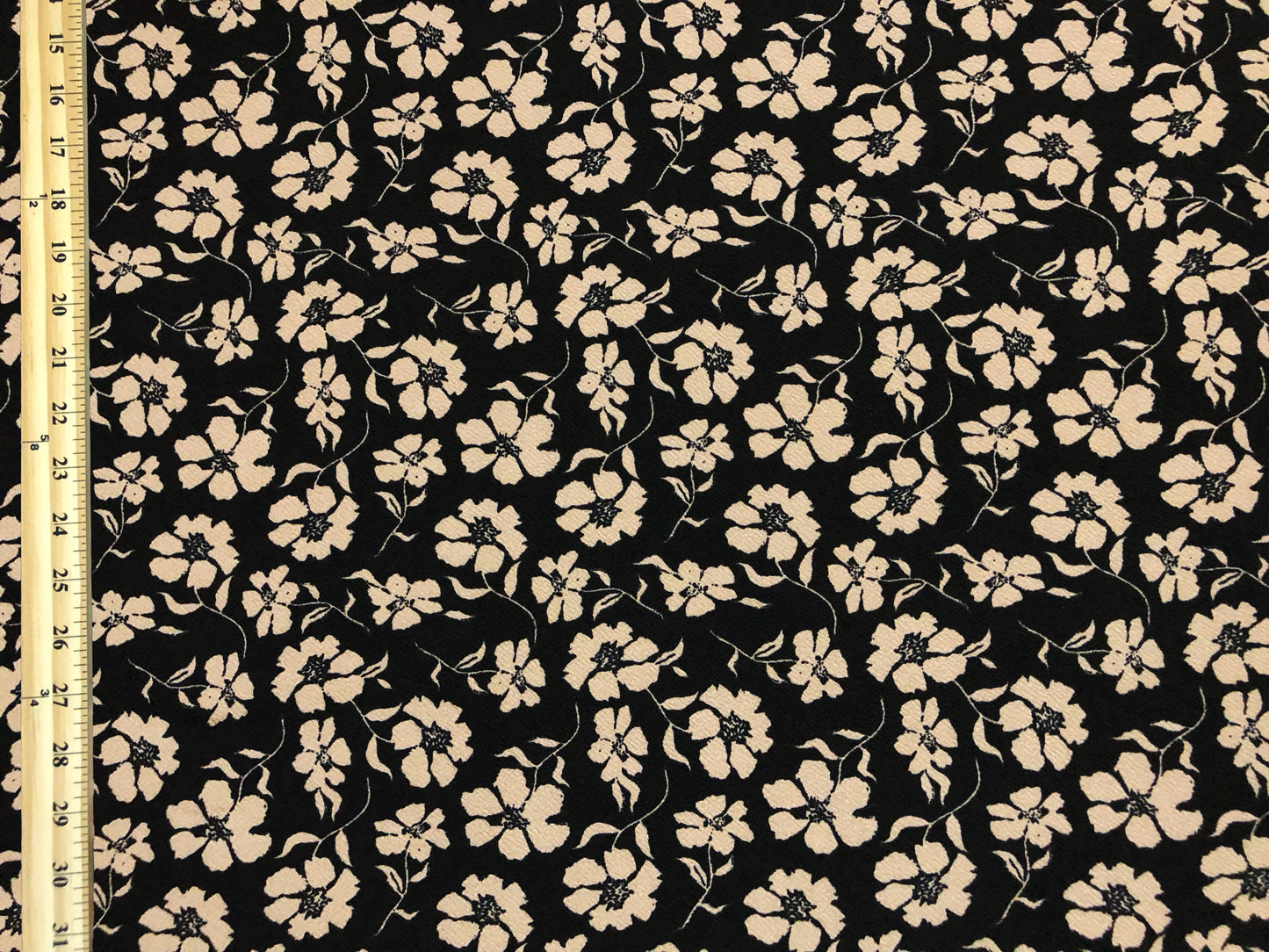 Liverpool Knit Fabric – Black/Taupe Poppy Floral – 4 Way Stretch, 58” Wide, 200 GSM, By the Yard (LVPR366)