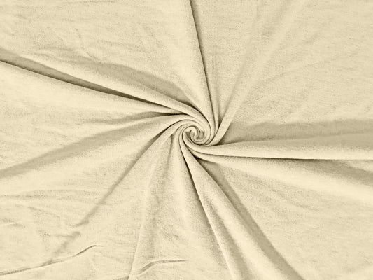 Premium French Terry Knit Fabric — Beige Solid — Soft Loopback, 2-Way Stretch, 58" Wide, 210 GSM — Sold by the Yard (210FTSC03)