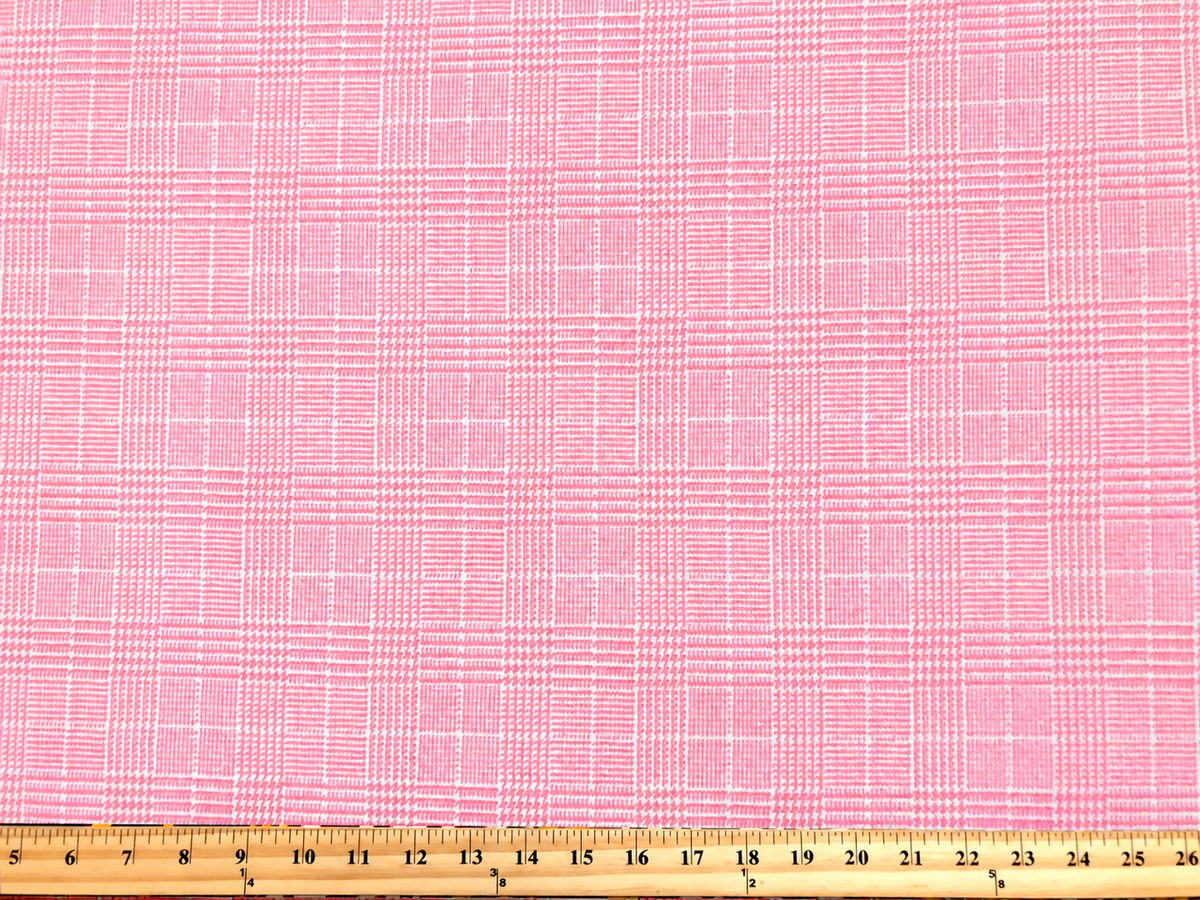 Techno Crepe Knit - Pink Glen Plaid — 4-Way Stretch, 240 GSM, 56" Wide, Wrinkle-Resistant Matte - Sold by the Yard (TCRP077)